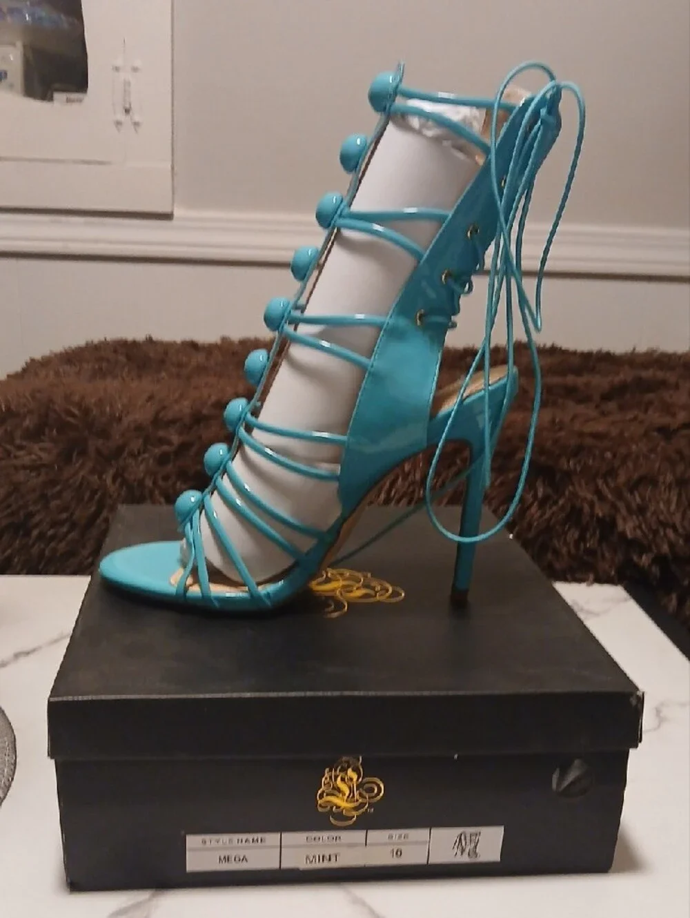 Mint Strappy High-Heel Gladiator Sandal - Brand Unknown